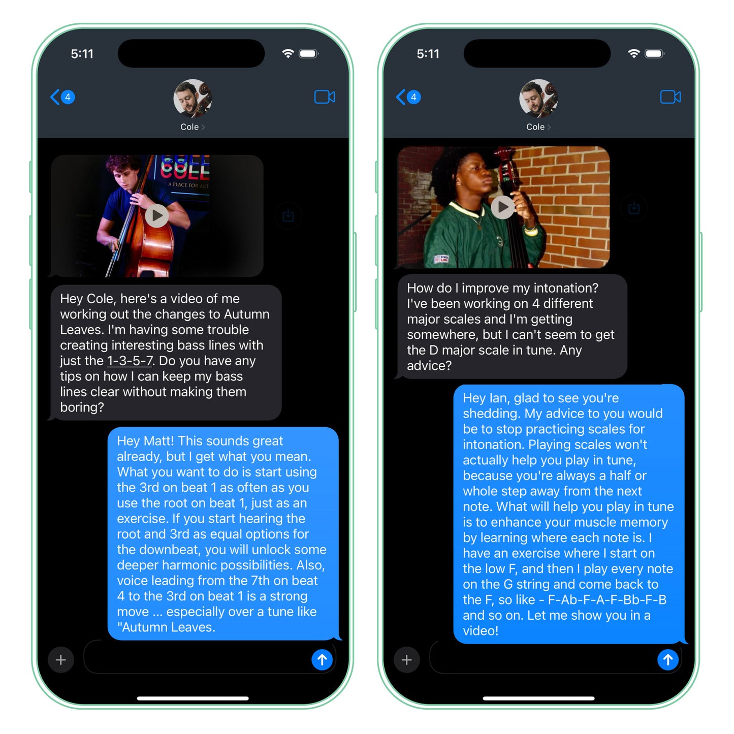 Sample text lessons with Cole Davis